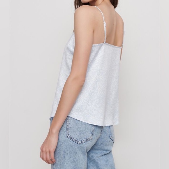 DYNAMITE Ally Satin Cami - Pastel Blue Leopard on White - Picture 12 of 13